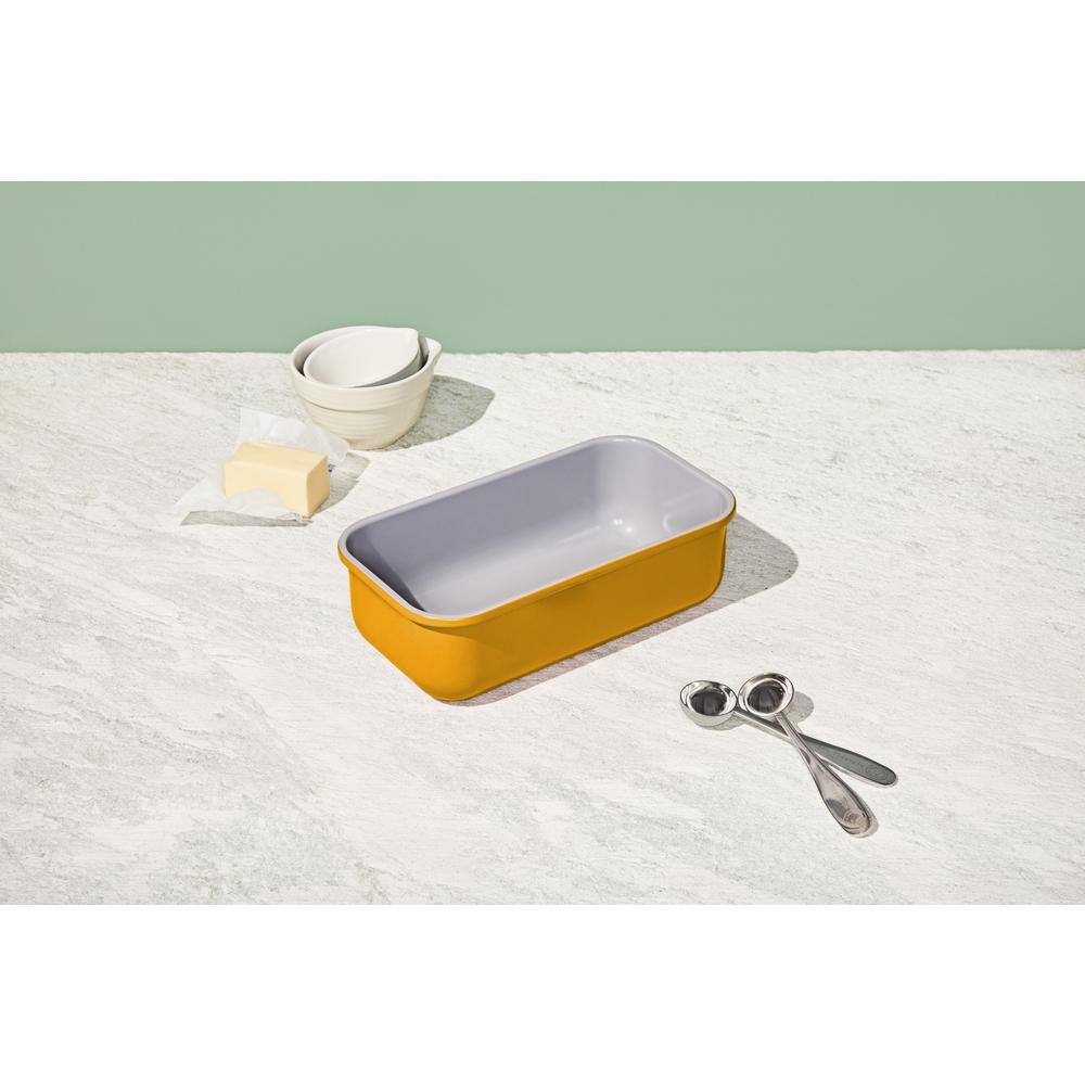 Marigold Non-Stick Ceramic Loaf Pan with Gray Interior