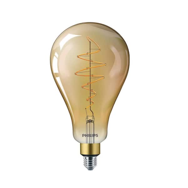Philips 40-Watt Equivalent A50 Dimmable Vintage Glass Edison LED Large Light Bulb Amber Warm White (2000K) (1-Pack)