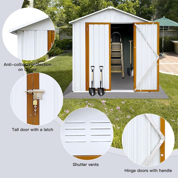 6 ft. x 4 ft. White+Yellow Outdoor Pointed top Storage Sheds Apex
