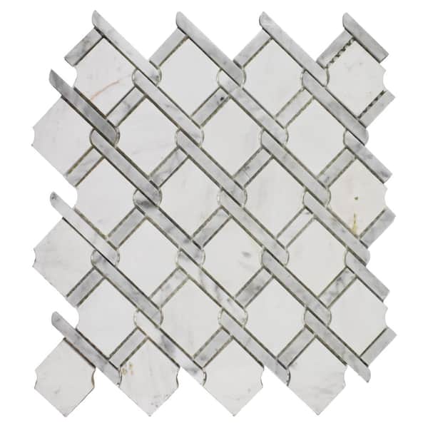 Roca Rockart Medallion Gray and White Marble Polished 12 in. x 12 in. Natural Stone Mosaic Tile (11.6520 sf. ft./Case)