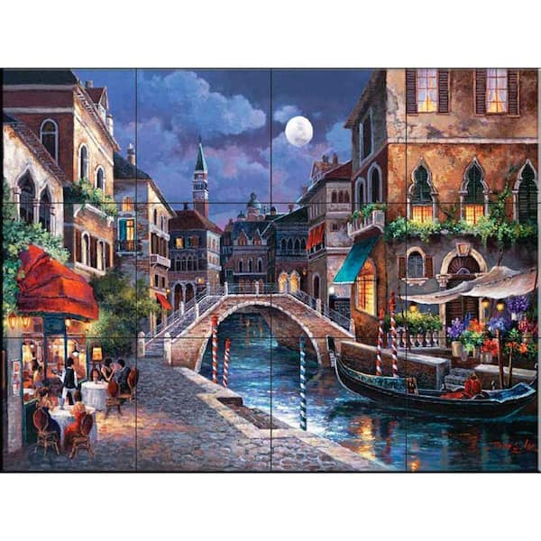 The Tile Mural Store Streets of Venice II 24 in. x 18 in. Ceramic Mural Wall Tile