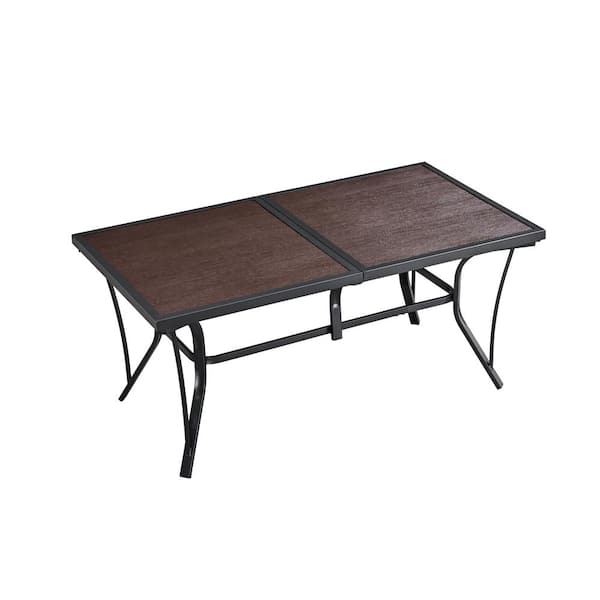 TOP SPACE Brown Metal Outdoor Dining Table