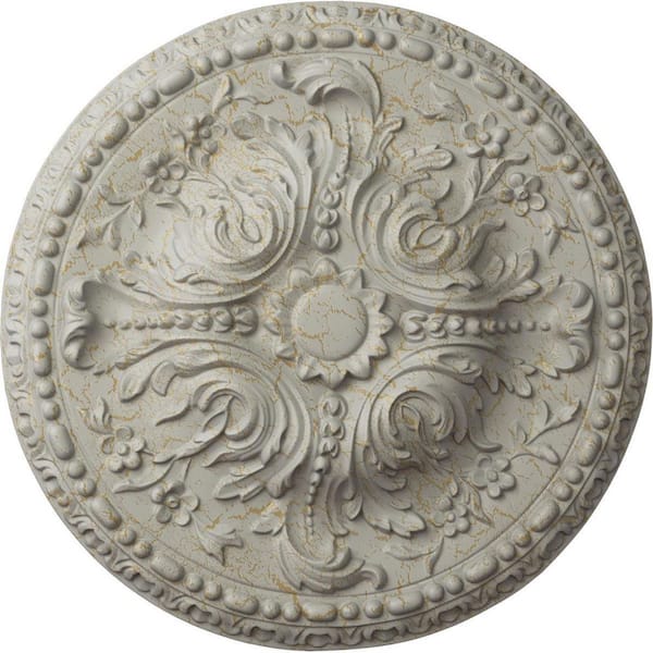 Ekena Millwork 19-5/8 in. x 3/4 in. Amelia Urethane Ceiling Medallion (Fits Canopies upto 2-3/8 in.), Pot of Cream Crackle