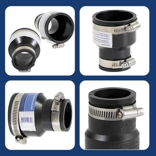 thumbnail image 2 of Flexible PVC Pipe Coupling 2 Inch - Rubber Connector With Stainless Steel Clamps 2 of 14