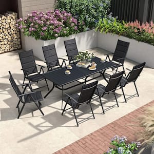 9-Piece Outdoor Patio Dining Set with Aluminum Frame Black Folding Chairs and Table