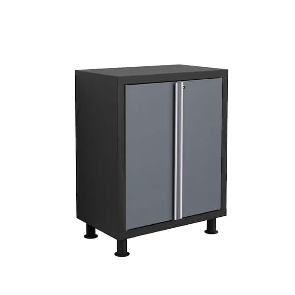 NewAge Products Bold Series 37 in. H x 26 in. W x 16 in. D 2-Door 24-Guage Welded Steel Garage Base Cabinet in Gray/Black