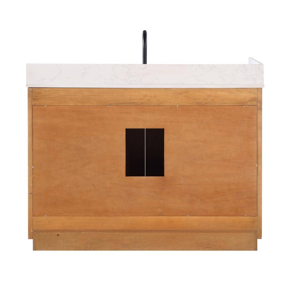 Gavino 48" Light Brown Wood Vanity with Composite Stone Top