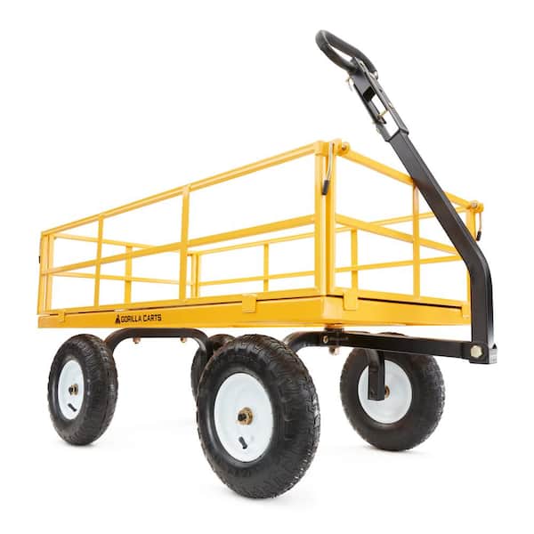 Gorilla Carts Heavy-Duty Steel Utility Cart with Removable Sides and 13  Tires, 1200-lbs. Capacity, Yellow