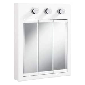 Concord 24 in. W White 3-Light Tri-View Surface-Mount Bathroom Medicine Cabinet Mirror