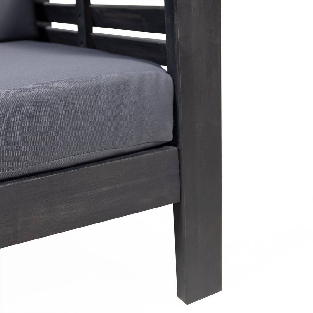 Lithonia Dark Gray Acacia Wood Lounge Chair with Cushions