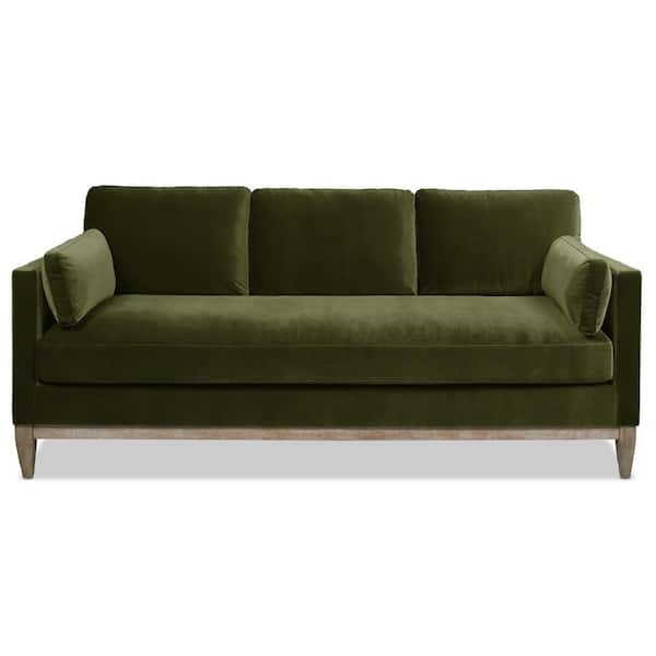 Jennifer Taylor Knox 84 in. Pillow Arm Modern Farmhouse Performance Velvet Living Room Sofa Couch in Olive Green