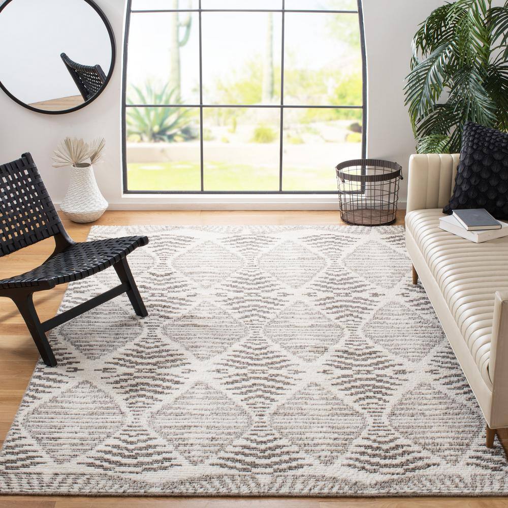Gray Geometric Hand-Knotted Wool 6' x 9' Area Rug