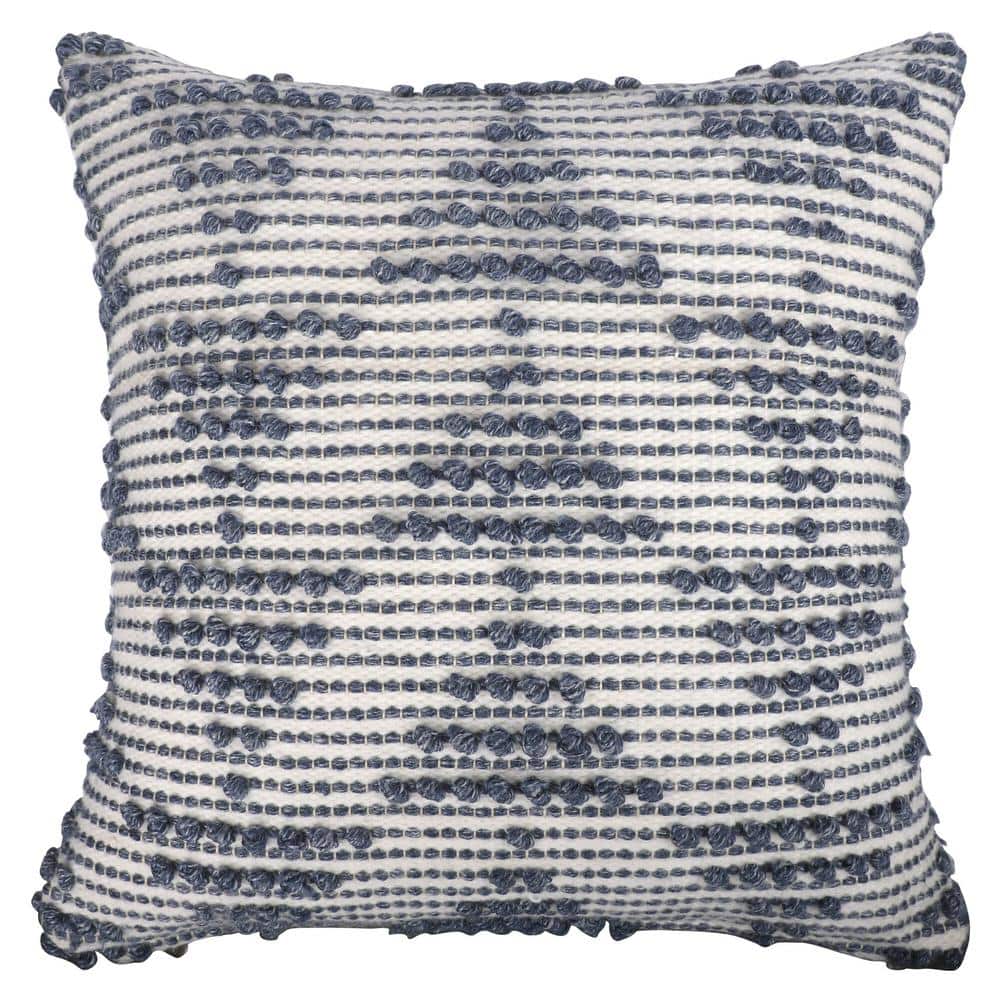 Eliza Natural/White Geometric Hand-Woven Indoor/Outdoor Polyfilled 20 in. x