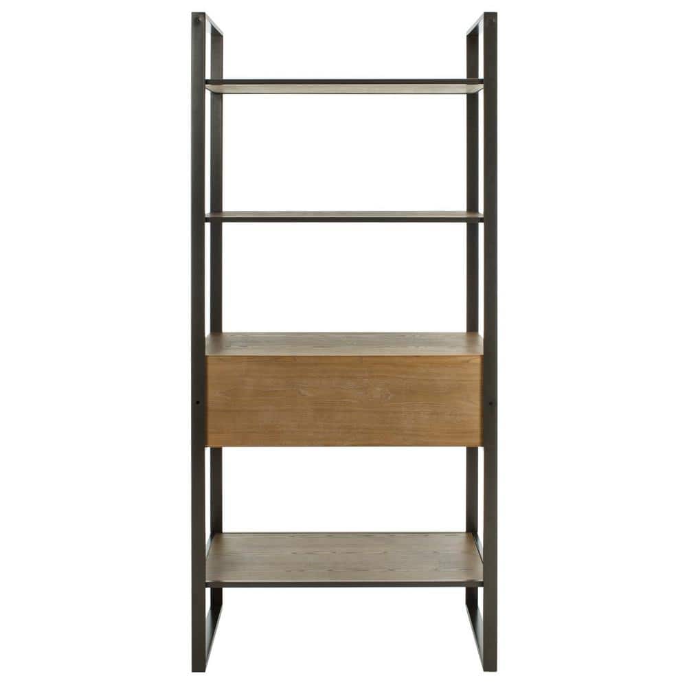 Skylar 4-Tier Gun Metal and Rustic Oak Etagere