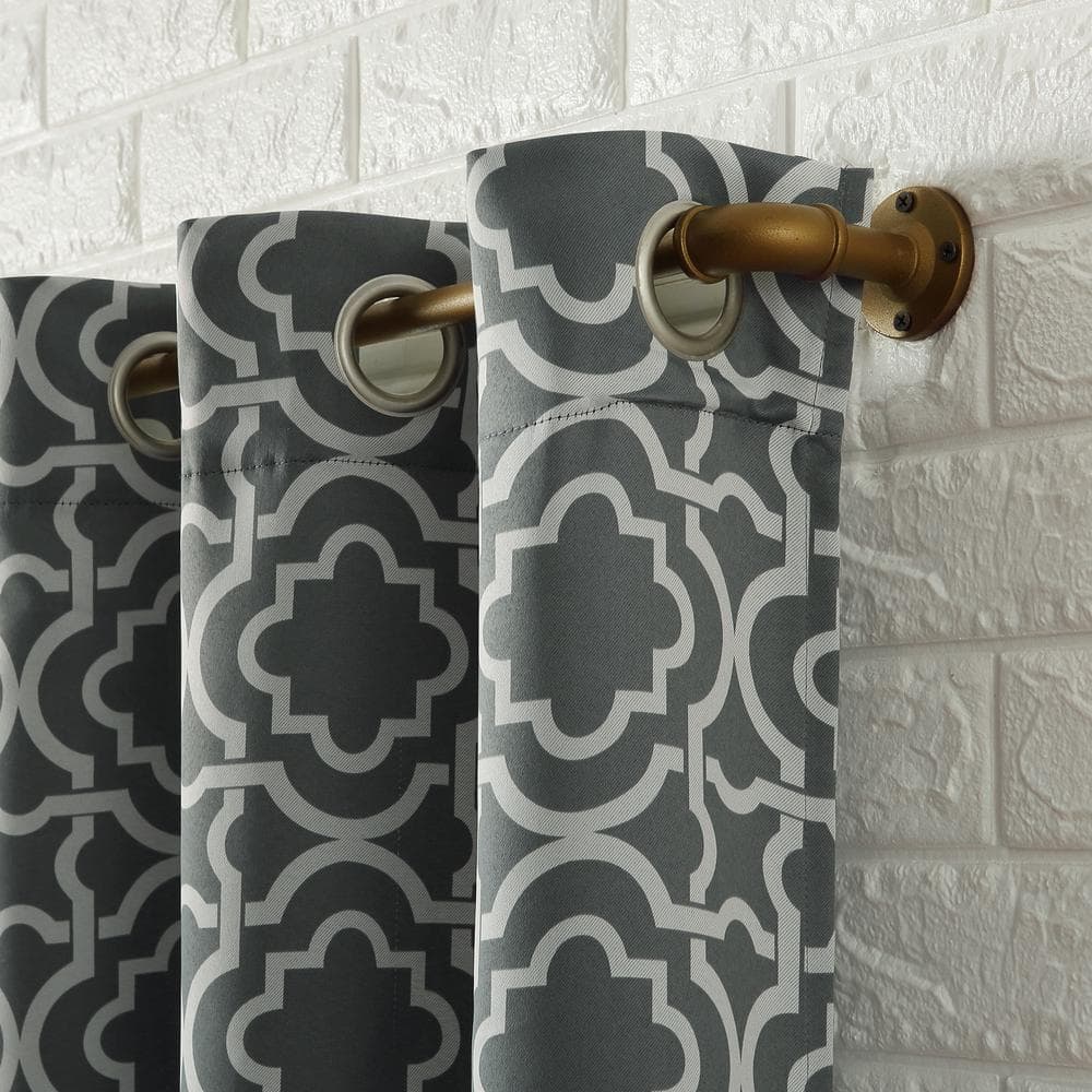 Gray Trellis Blackout Grommet Curtain Panel, 40" x 84"