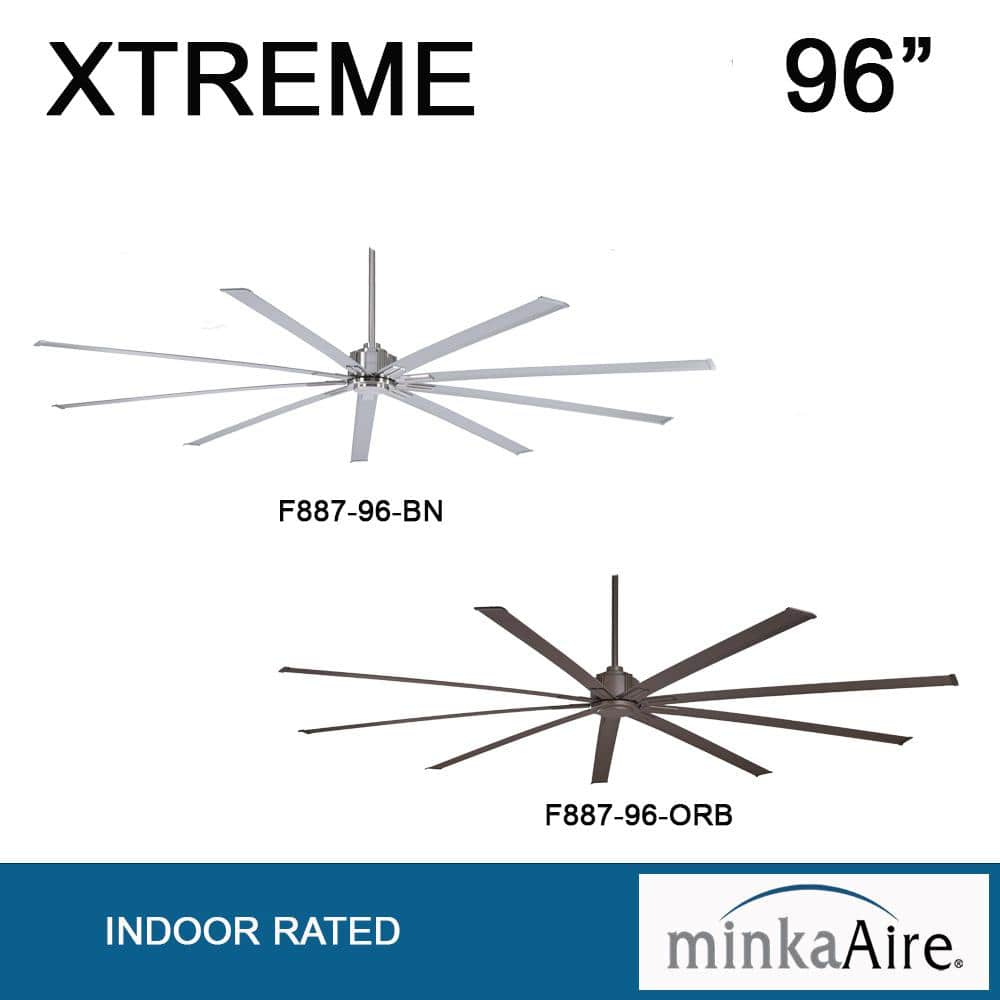 Xtreme 96-Inch Brushed Nickel Ceiling Fan with Silver Blades and Remote