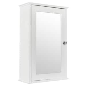 13.4 in. W x 5.9 in. D x 20.9 in. H Bathroom Storage Wall Cabinet in White, Mirror Cabinet with Single Door and Shelf
