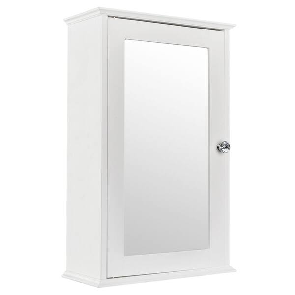 Aoibox 13.4 in. W x 5.9 in. D x 20.9 in. H Bathroom Storage Wall Cabinet in White, Mirror Cabinet with Single Door and Shelf