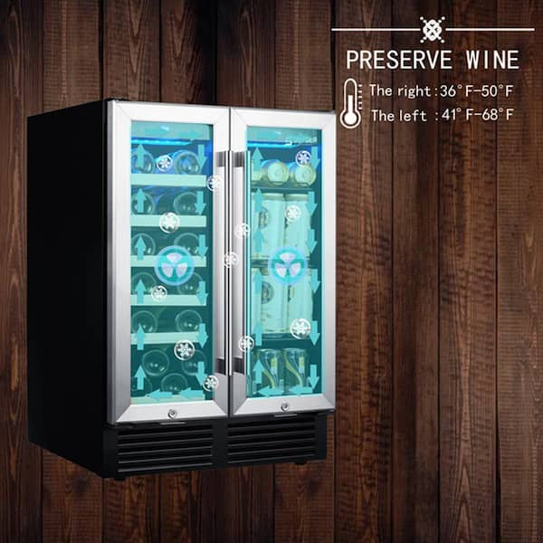 Boyel Living Dual Zone 19-Bottle Built-in or Freestanding Wine Cooler with Glass  Door and Temperature Memory Function STL-WCDD-24I-B - The Home Depot