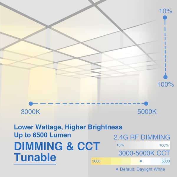 eSenLite 2 ft. x 4 ft. Integrated LED Panel Light Troffer Backlit 6500LM 630W Equivalent White Dim CCT Color Changeable (20-PC)