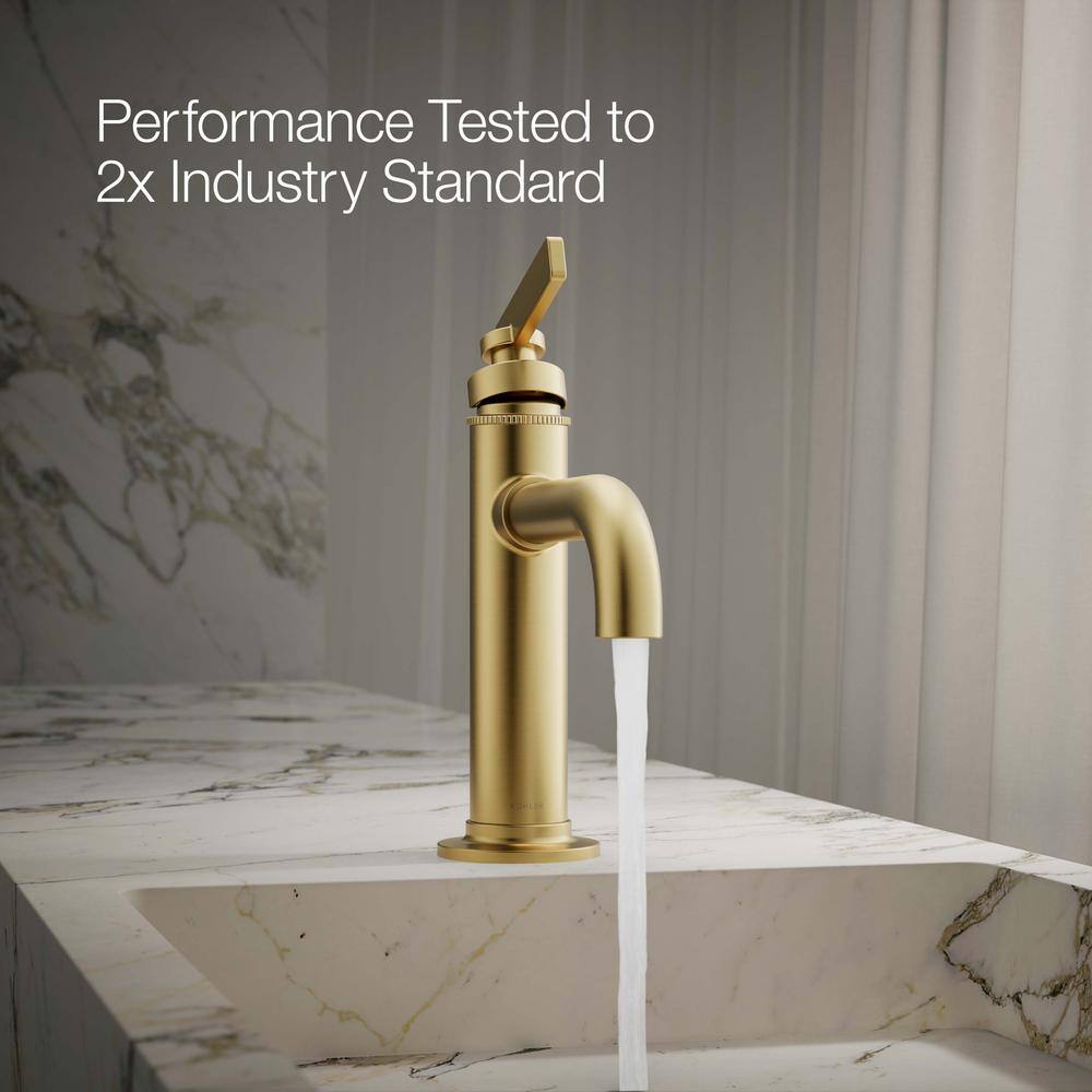 Vibrant Brushed Moderne Brass Single-Handle Bathroom Faucet