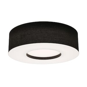 24 in. 42-Watt Integrated LED Flush Mount with Black Fabric Shade