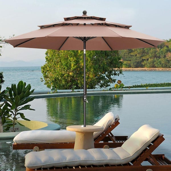 colorful patio umbrellas walmart Costway 15' Market Outdoor Umbrella Double-Sided Twin Patio Umbrella with  Crank Wine