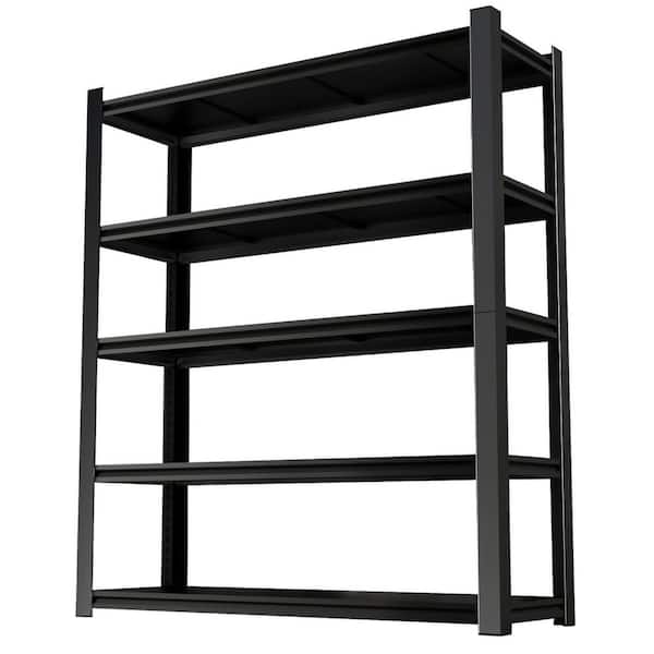 Otryad 72 in. High Metal Shelves, Kitchen Pantry with 5-Removable Dividers, Large Capacity for Garage, Kitchen&Office in Black