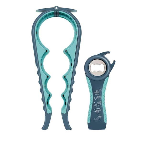 Jar Opener Multi Function Kitchen Tool with Non Slip Rubber Gripper Pad Easy Open for Arthritic Weak Hands Seniors