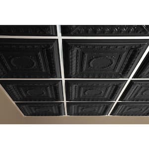 Empire Black 2 ft. x 2 ft. Lay-in or Glue-up Ceiling Panel (Case of 6)