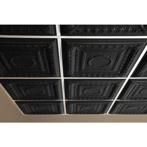 Empire Black 2 ft. x 2 ft. Lay-in or Glue-up Ceiling Panel (Case of 6)