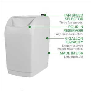 6 Gallon Cool Mist Evaporative Tower Humidifier for Large Rooms (Greater than 1000 sq. ft.), White