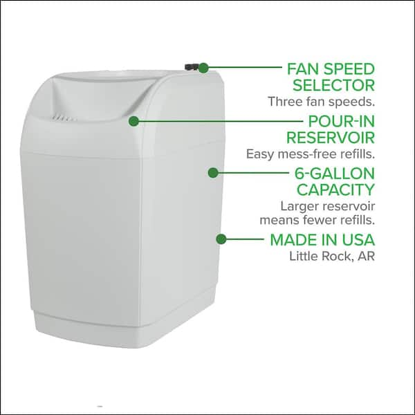 SPACE SAVER 6-Gal. Cool Mist Evaporative Whole House Humidifier for 2,300 sq. ft., White