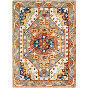 Amita Rust/Grey 5 ft. x 7 ft. Rustic Indoor Area Rug