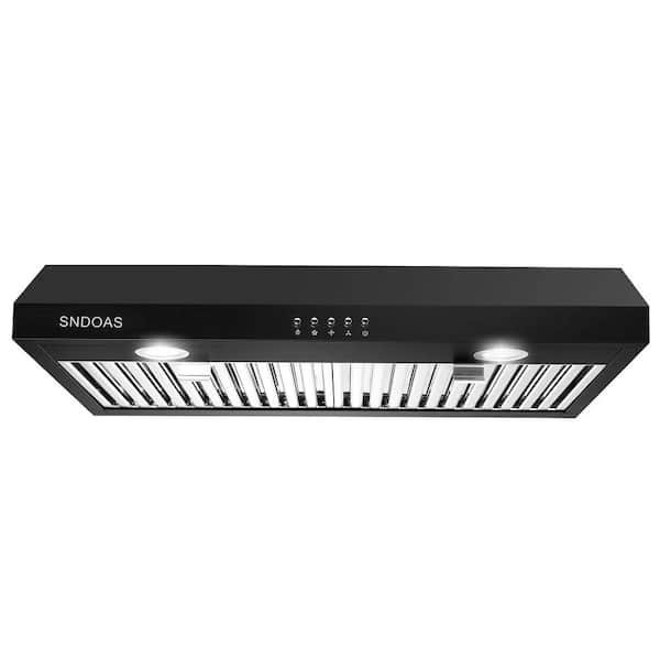 30 in. Ducted Under Cabinet Range Hood in Black with 3-Speed 600 CFM Vent, LEDs