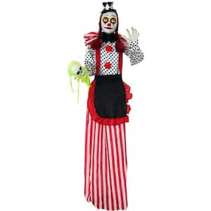 65 in. Battery Operated Poseable Standing Clown with Red LED Eyes Halloween Prop