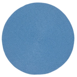 Braided Blue 4 ft. x 4 ft. Abstract Round Area Rug