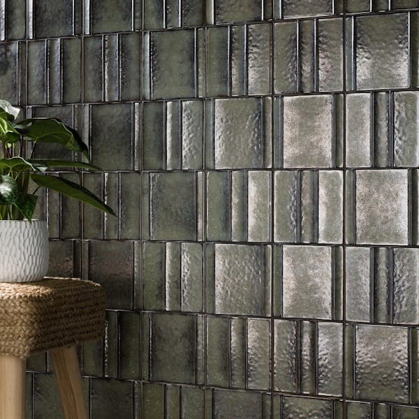 Hikari Garden Green 5.82 in. x 5.82 in. 3D Metallic Look Matte Porcelain Wall Tile (7.82 sq. ft. / Case)