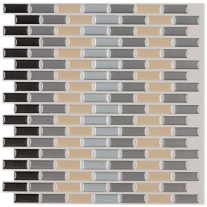 12 in. x 12 in. Peel and Stick Mosaic Decorative Wall Tile in Earth Tones (6-Pack)