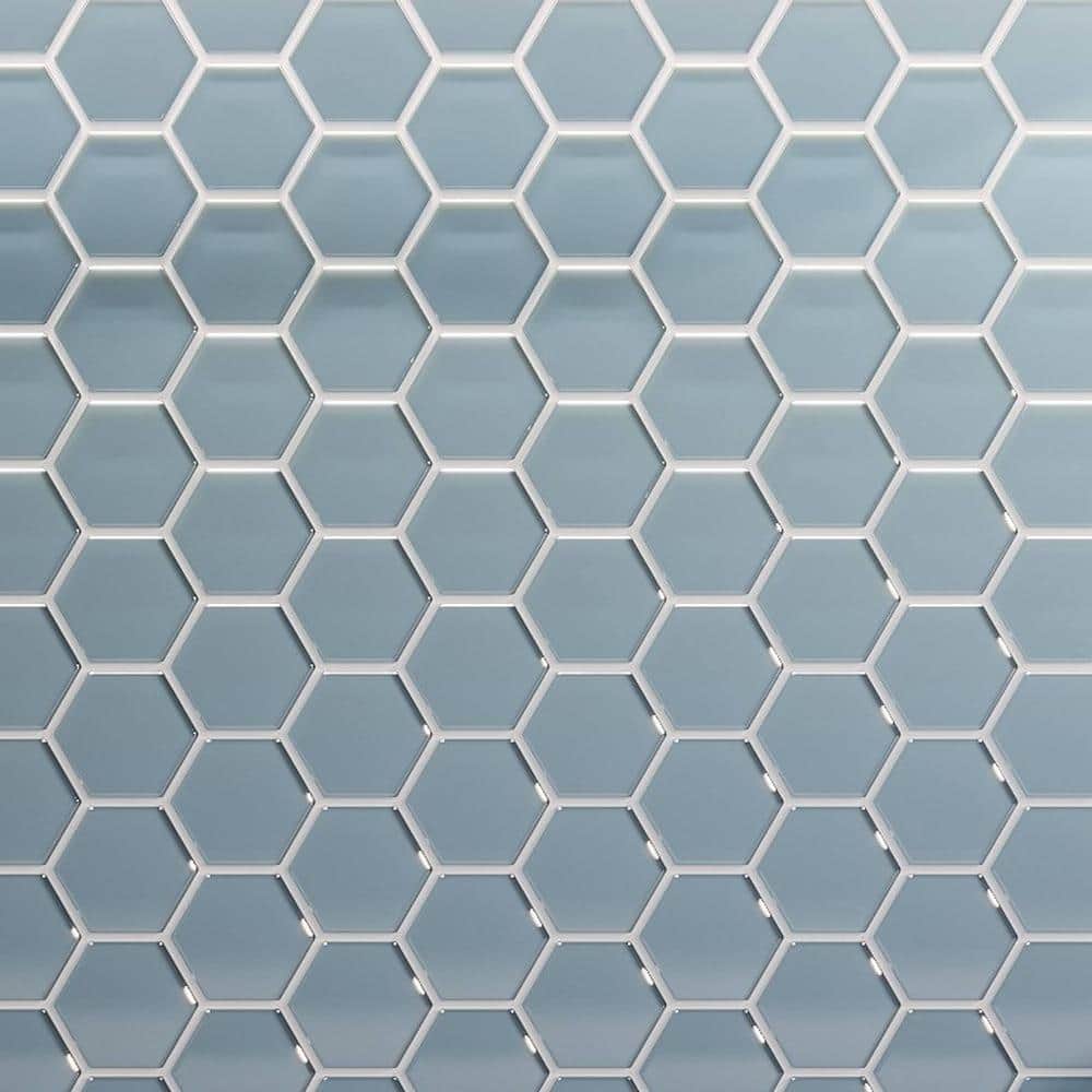 Aqua Blue Gloss 11x12 Honeycomb Glass Mosaic Tile