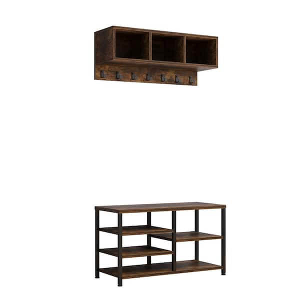 Karl home Brown Hall Tree with Racks
