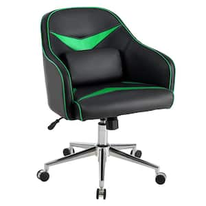Green Adjustable Height Swivel Office Executive Chair Task Desk with Massage Lumbar Support