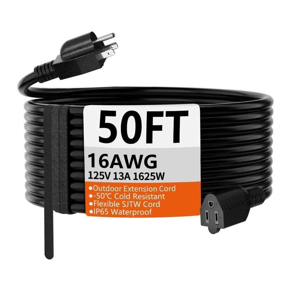 50ft 16 Gauge / 3 Conductors SJTW Indoor/Outdoor Extension Cord w/Black Vinyl Jacket, Waterproof, Cold Weather Resistant price history on PriceWatchPro