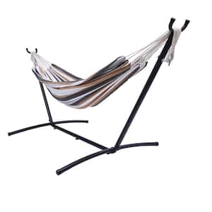 9.3 ft. Free Standing Hammock Bed Hammock with Stand in Brown Gray Striped