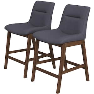 Helena 37 in. Mid-Century Square Polyester Counter Stool in Dark Grey (Pair)
