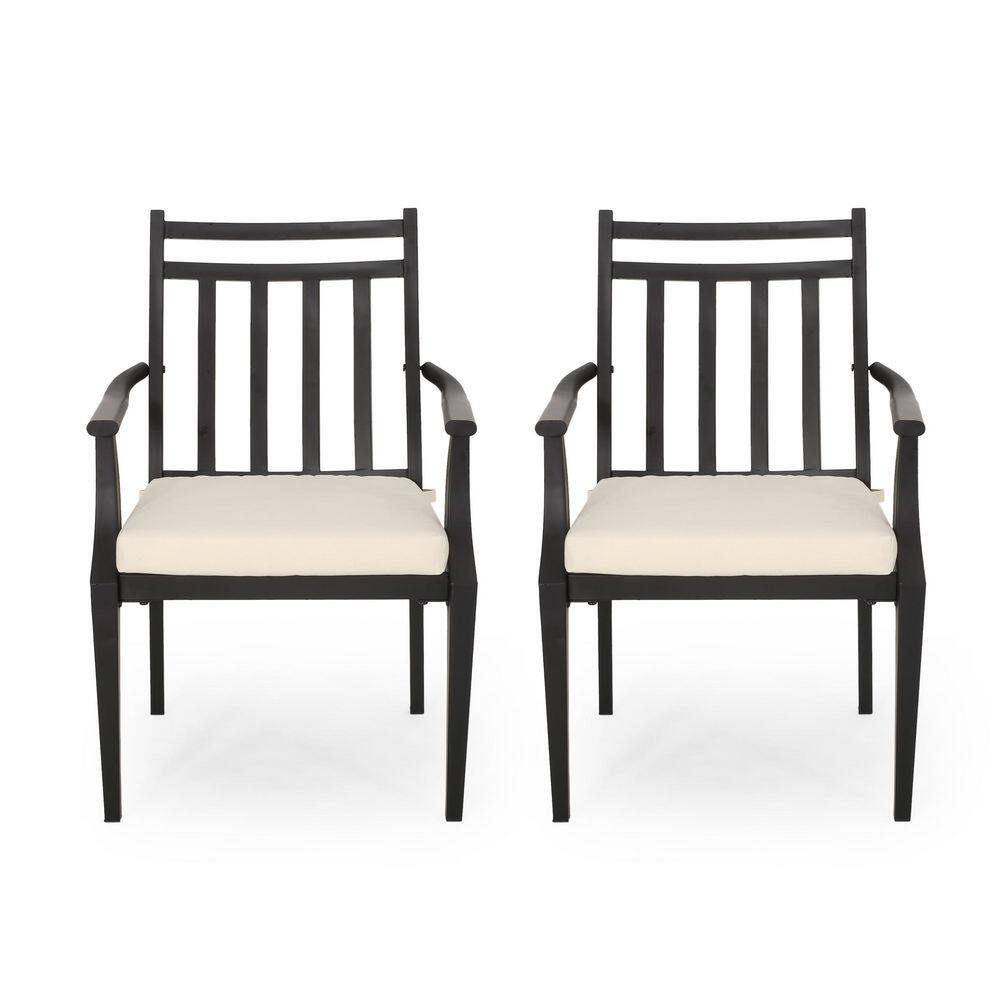 Black Acacia Wood Outdoor Lounge Chair with Beige Cushions (2-Pack) price history on PriceWatchPro