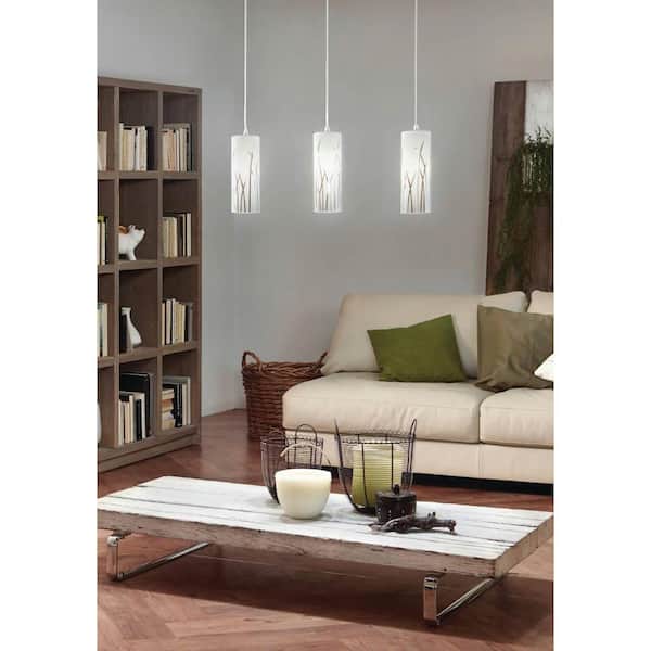 Rivato 27.25 in. W x 72 in. H 3-Light Chrome Linear Pendant Light with Chrome/White Glass Decor