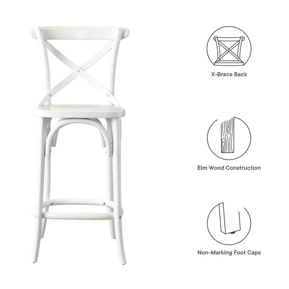 White Elm Wood X-Back Counter Stool