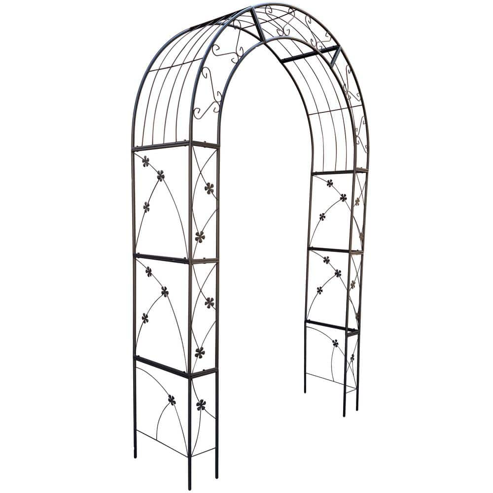 Sudzendf 98 .40 in. Black Metal Garden Arch Garden Arbor Trellis