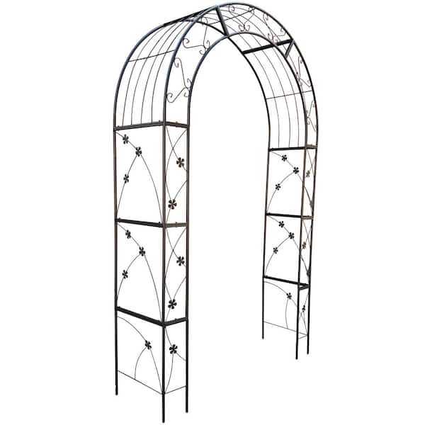 98 .40 in. Black Metal Garden Arch Garden Arbor Trellis Climbing Plants Support